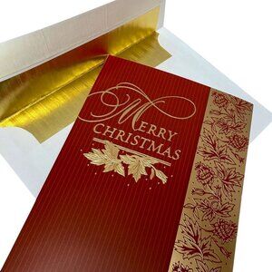 15 Vintage Christmas Cards Red Gold Foil Envelopes Holiday Greeting Cards